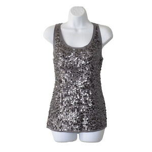 A5 NEW EILEEN FISHER Icy Plum Merino Wool Sequin Sleeveless Petite Sweater Sz PL